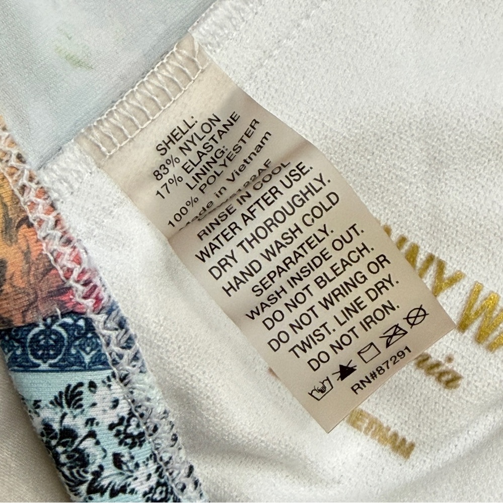 Johnny Was Multicolor Patchwork Bikini Top - Green, Pink, Orange, Blue - Picture 8 of 11